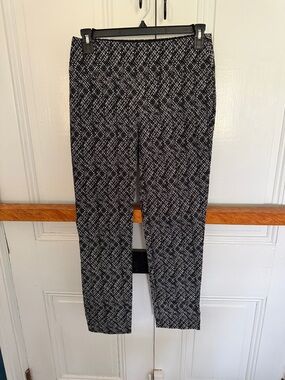 Renuar Black & White Straight Leg Patterned Pants